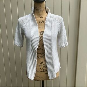 J Crew cardigan women sz small short sleeve cream cable knit Linen silk blend